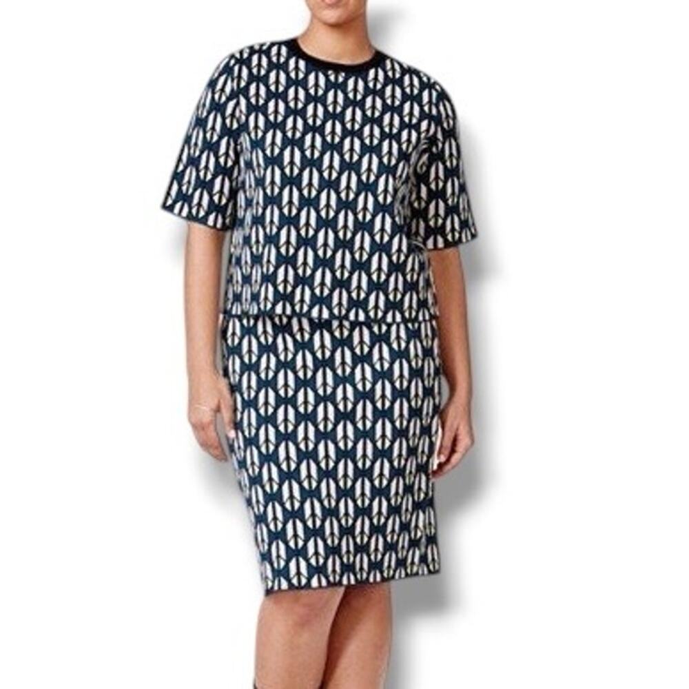 Rachel Roy Geometric Graphic Knit Skirt + Top Set Size 1X NWT $198